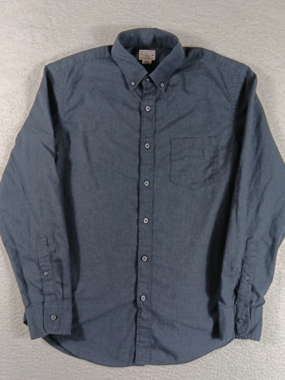J Crew Shirt Mens Medium Charcoal Chambray Long Sleeve Button Down Preppy